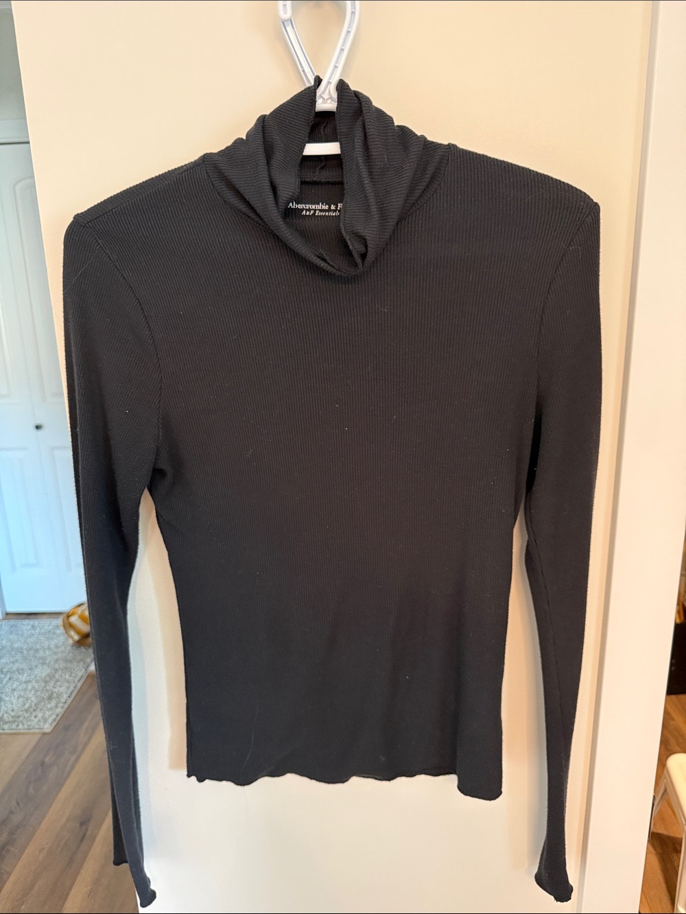 Abercrombie & Fitch Black Ribbed Cowl Neck Sweater